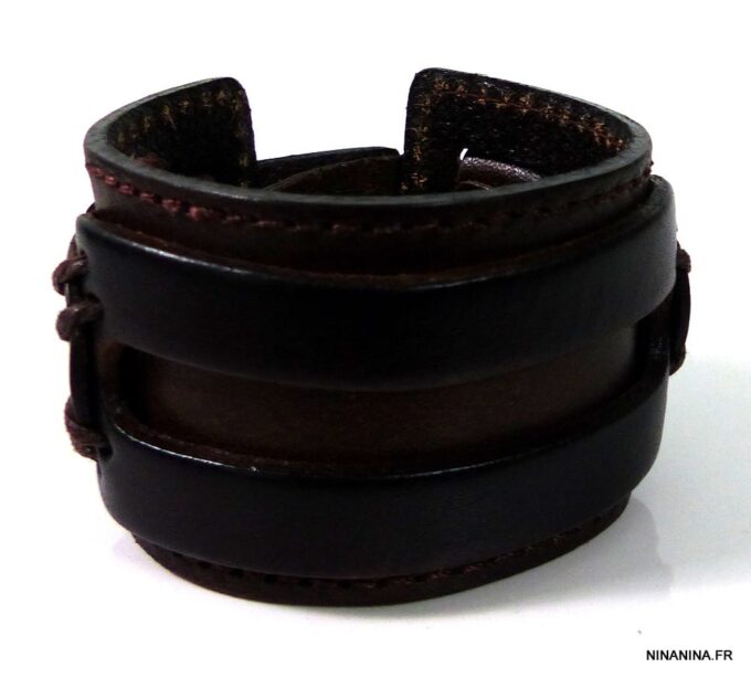 N4786 Bracelet de force en cuir marron pour homme - Bçijoux bracelets de forces hommes en ligne ninanina
