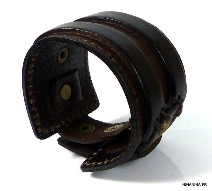 N4786a Bracelet de force en cuir marron pour homme - Bçijoux bracelets de forces hommes en ligne ninanina