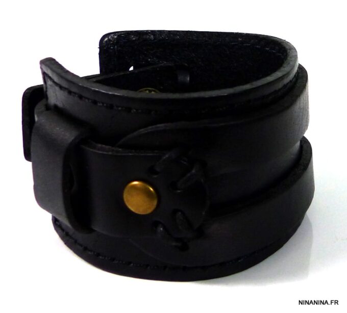N4786b Bracelet de force en cuir marron pour homme - Bçijoux bracelets de forces hommes en ligne ninanina
