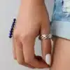 N4809a Bracelet bague pierre bleue Lapis Lazuli naturelle Et Argent 925 - Bijoux bracelets femmes en ligne Ninanina