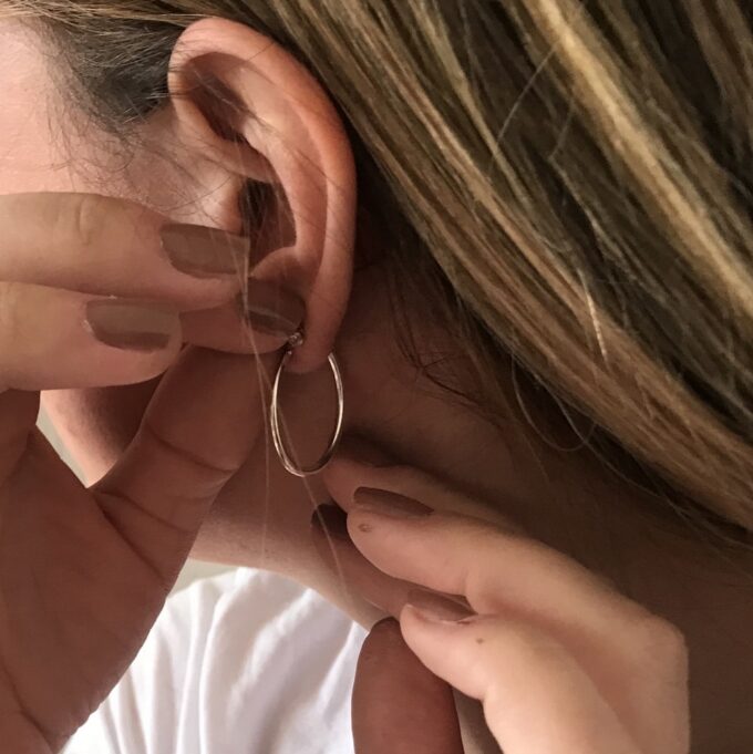 N4849a Creoles ovales Argent 925 massif fines et minimalistes - Bijoux Boucles d'oreilles en ligne Ninanina