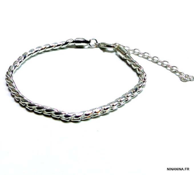 N4856g chaine de chevile maille serpent torsadée plaqué argent