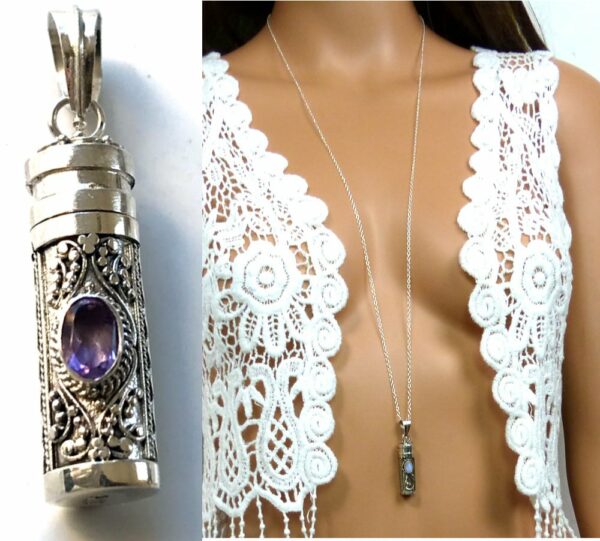 Pendentif En Argent 925 Avec Vraie Pierre Améthyste Naturelle – Fait Main, élégant Et Doux