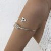 N4882j Bracelet de biceps flèche métal argenté howlite verte - Bijoux Bracelets en ligne Ninanina