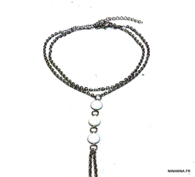 N4883b_Bracelet_de_pied_acier_inoxydable_emaille_blanc