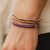 N4886 Bracelet Amethyste violet perles à facettes et argent 925 cordon cuir - Bijoux Bracelets en ligne Ninanina