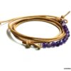 N4886b Bracelet Amethyste violet perles à facettes et argent 925 cordon cuir - Bijoux Bracelets en ligne Ninanina