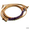 N4886f Bracelet Amethyste violet perles à facettes et argent 925 cordon cuir - Bijoux Bracelets en ligne Ninanina