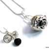 N4890bisa Collier long sautoir boule diffuseur de parfum métal argent