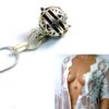 N4890bisc Collier long sautoir boule diffuseur de parfum métal argent