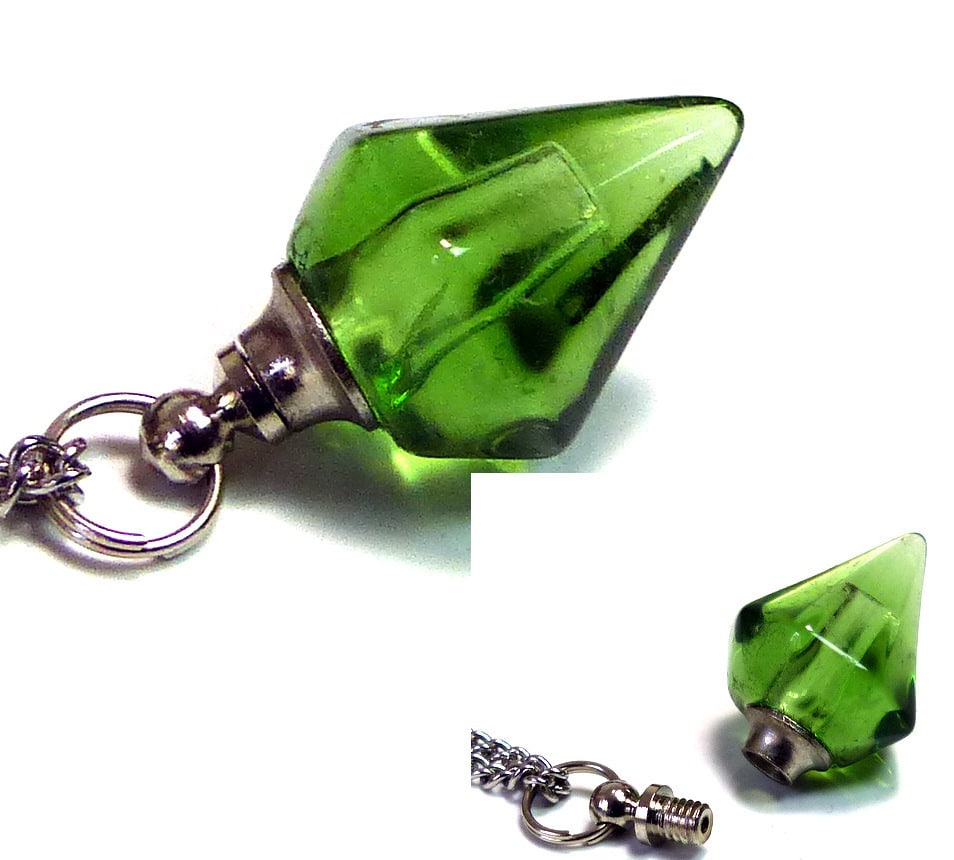Pendentif Flacon Parfum vert rechargeable En Verre - Collier long sautoir artisanal – Image 5