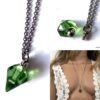 N4892d Collier long sautoir flacon de parfum rechargeable vert - Bijoux Colliers en ligne Ninanina
