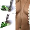 N4892g Collier long sautoir flacon de parfum rechargeable vert - Bijoux Colliers en ligne Ninanina