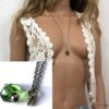 N4892h Collier long sautoir flacon de parfum rechargeable vert - Bijoux Colliers en ligne Ninanina