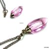 N4893a Collier fiole de parfum en verre goutte rose