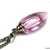 N4893g Collier fiole de parfum en verre goutte rose
