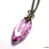 N4893j Collier fiole de parfum en verre goutte rose