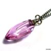 N4893n Collier fiole de parfum en verre goutte rose