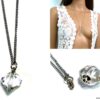 N4895e Collier fiole de parfum en verre coeur blanc