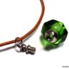 N4900b collier cordon cuir fiole parfum diamant vert