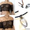 N4902 Collier femme cordon cuir facon de parfum goutte verre NINANINA