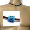 N4910 collier cordon cuir perle murano turquoise