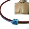 N4910a collier cordon cuir perle murano turquoise