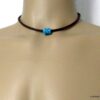 N4910c collier cordon cuir perle murano turquoise