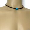N4910d collier cordon cuir perle murano turquoise