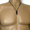N4912b collier homme balle revolver acier inoxydable noire