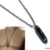 N4916 collier homme balle revolver noire acier inoxydable