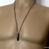 N4916c collier homme balle revolver noire acier inoxydable