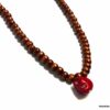 N4920a collier homme perles bois tête de mort rouge