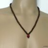 N4920c collier homme perles bois tête de mort rouge