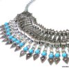 N4922a collier plastron métal argent et turquoise