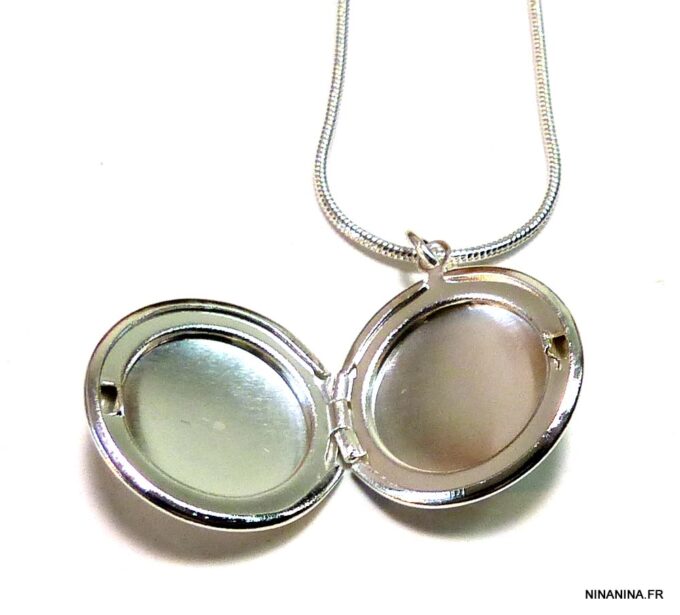 N4926d collier médaille porte-photo plaqué argent