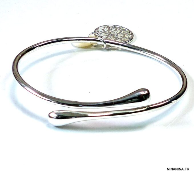 N4929c bracelet jonc plaqué argent et nacre