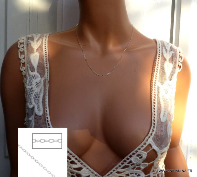N4933a Chaine femme Argent 925 massif maille forçat - Bijoux Chaines en ligne Ninanina