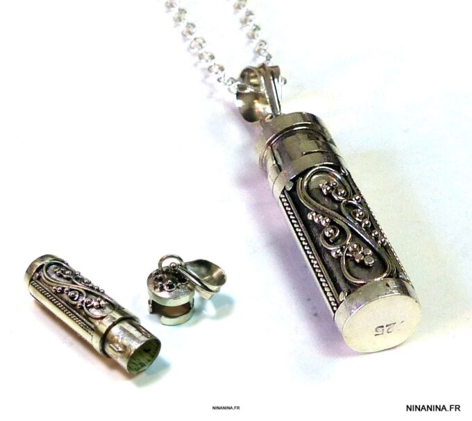 N4943a collier pendentif funéraire argent massif