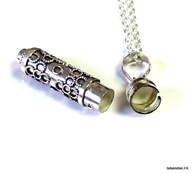 N4945c collier fiole parfum argent massif