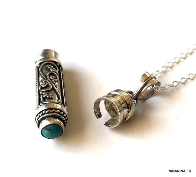 N4947a Sautoir parfum - Collier flacon parfumeur Argent 925 - Bijoux Colliers en ligne Ninanina