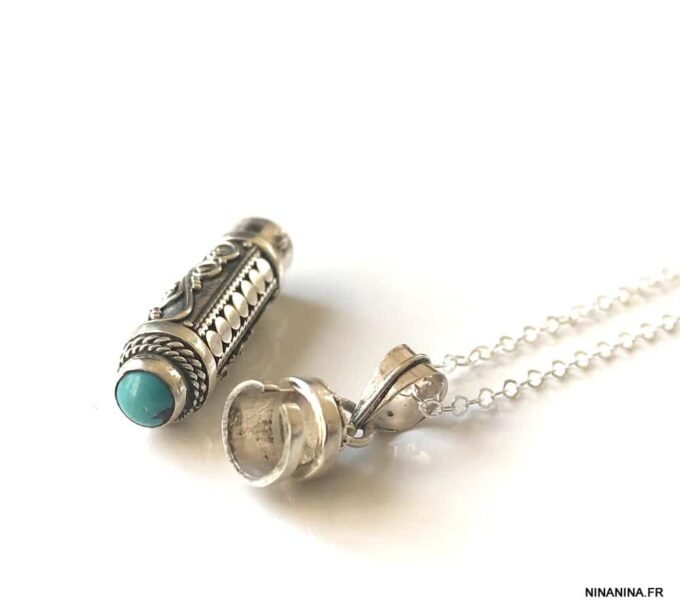 N4947b Sautoir parfum - Collier flacon parfumeur Argent 925 - Bijoux Colliers en ligne Ninanina