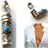 N4949B Pendentif cineraire Argent 925 massif Et Turquoise - Bijoux Pendentifs en ligne Ninanina
