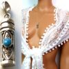N4949d Pendentif cineraire Argent 925 massif Et Turquoise - Bijoux Pendentifs en ligne Ninanina