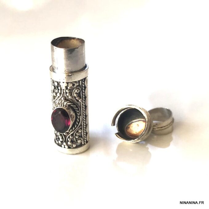 N4956d Pendentif parfum Argent 925 Et Grenat rouge - Bijoux Colliers en ligne Ninanina