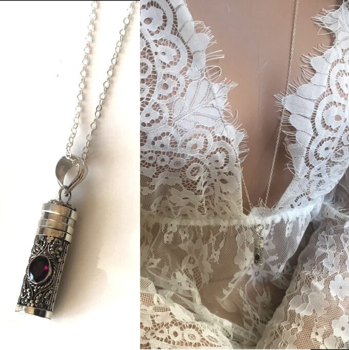 N4956e Pendentif parfum Argent 925 Et Grenat rouge - Bijoux Colliers en ligne Ninanina