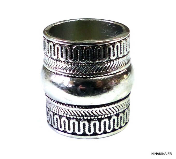 N4963 bague large bohème métal argent