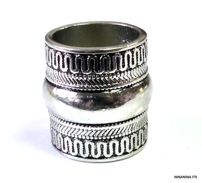 N4963c bague large bohème métal argent