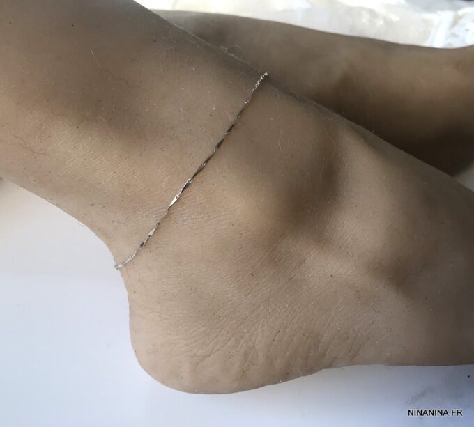 N4964e Chaine de cheville maille fantaisie Argent 925 massif - Bijoux de pied en ligne Ninanina