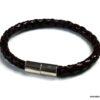 N4970 bracelet cuir tressé fermoir argent massif aimanté